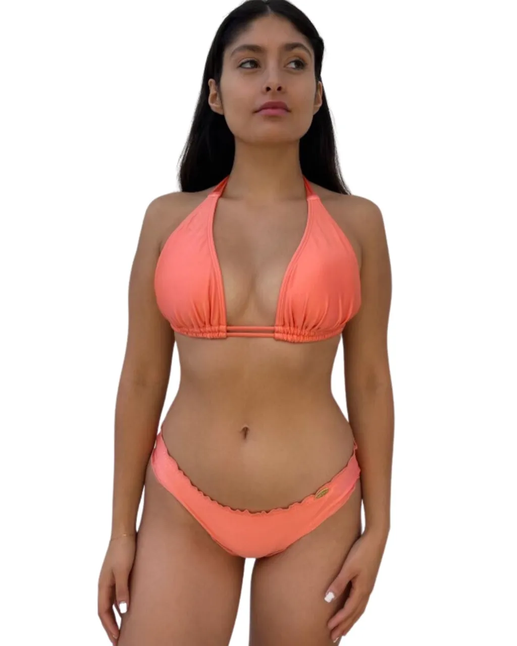 beachy_coral_cosita_buena_0.webp Fashion Beachy Coral Cosita Buena Triangle Halter Top | Gone Bananas Beachwear Halter Top | Cup Size Top