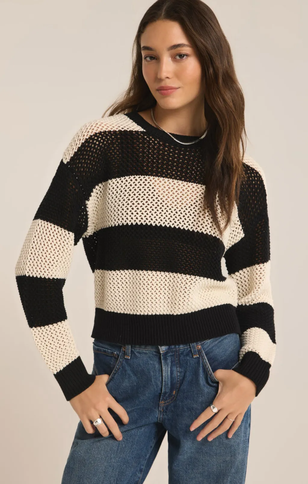 black_broadbeach_stripe_s_0.webp Clearance Broadbeach Stripe Sweater Tees, Tanks And Sweatshirts