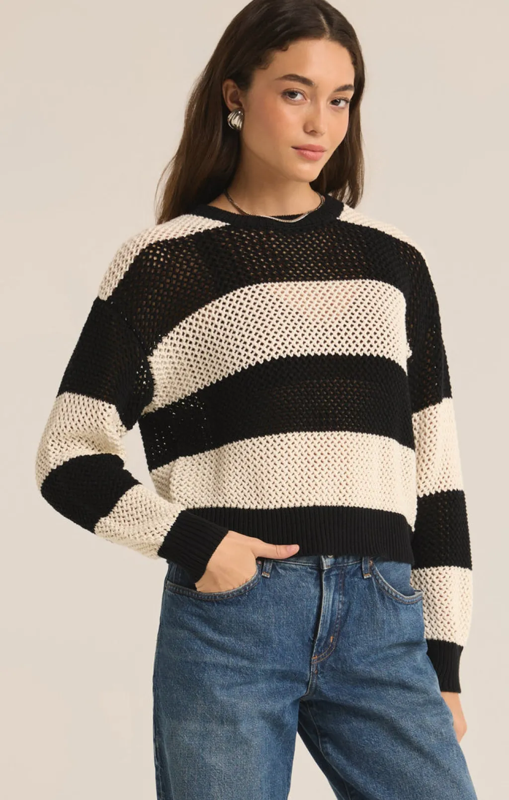 black_broadbeach_stripe_s_2.webp Clearance Broadbeach Stripe Sweater Tees, Tanks And Sweatshirts