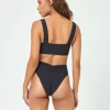 Online Black Eco Chic Repreve Bardot Bikini Bottom Minimal Coverage Bottom | High Waist Bottom