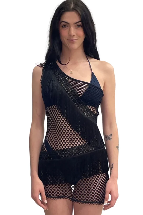 Online Fish Net One Shoulder Dress | Gone Bananas Beachwear | San Diego Cover Ups
