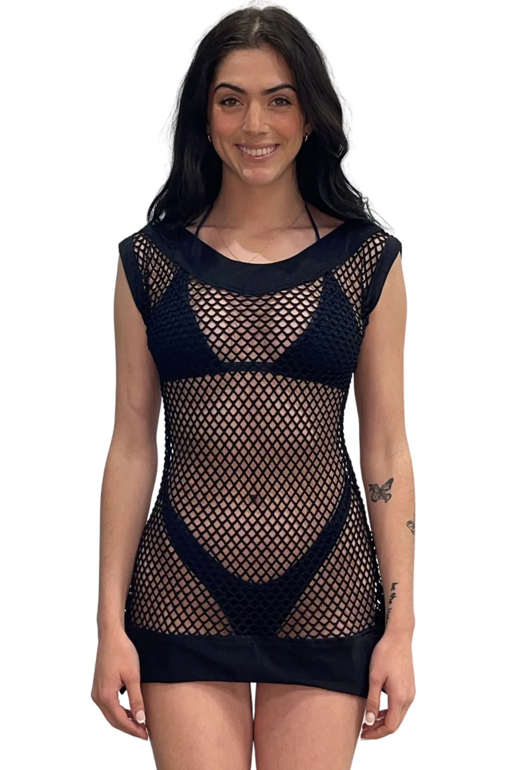 black_fish_net_tunic__gon_0.webp Clearance Fish Net Tunic | Gone Bananas Beachwear | San Diego | Swim Store Cover Ups