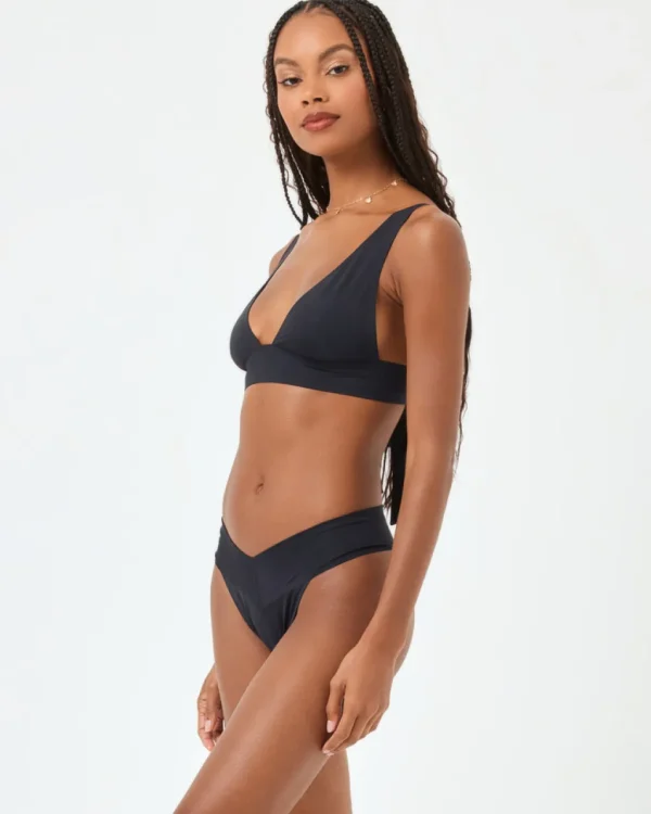 Hot Black Quinn Bikini Bottom | Gone Bananas Beachwear | San Diego | Swim Minimal Coverage Bottom | High Leg Bottom