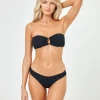 Hot Black Ribbed Jasper Bikini Top | Gone Bananas Beachwear | San Diego Bandeau Top