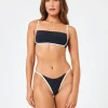 Best Black/Cream Ribbed Hazel Bikini Top Bralette Top