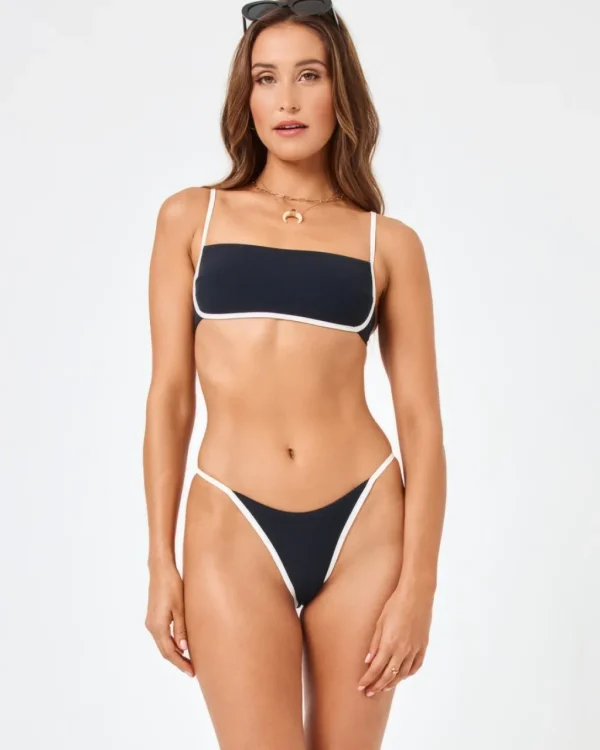 Best Black/Cream Ribbed Hazel Bikini Top Bralette Top