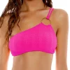 New Blazing Pink Wavy Baby Asymmetric Ring Top | Gone Bananas Beachwear Bralette Top