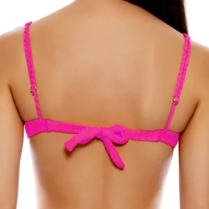 Hot Blazing Pink Wavy Baby Wide Strap Balconette Top | Gone Bananas Beachwear Underwire Top