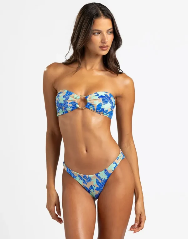 Hot Blue Jungle Floral Gloria Skimpy Bottom Ruched Bottom | Minimal Coverage Bottom