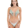 Online Boho Mint Fringe Top Bralette Top