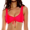 New Bombshell Red Cosita Buena Wavy Scoop Neck Drawstring Top | Gone Bananas Beachwear Bralette Top