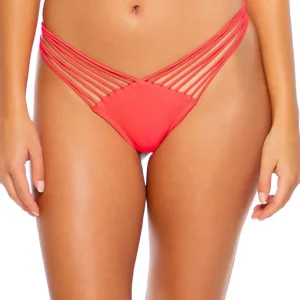 Discount Bombshell Red Cosita Buena Strappy Brazilian Ruched Back Bottom Ruched Bottom | Minimal Coverage Bottom