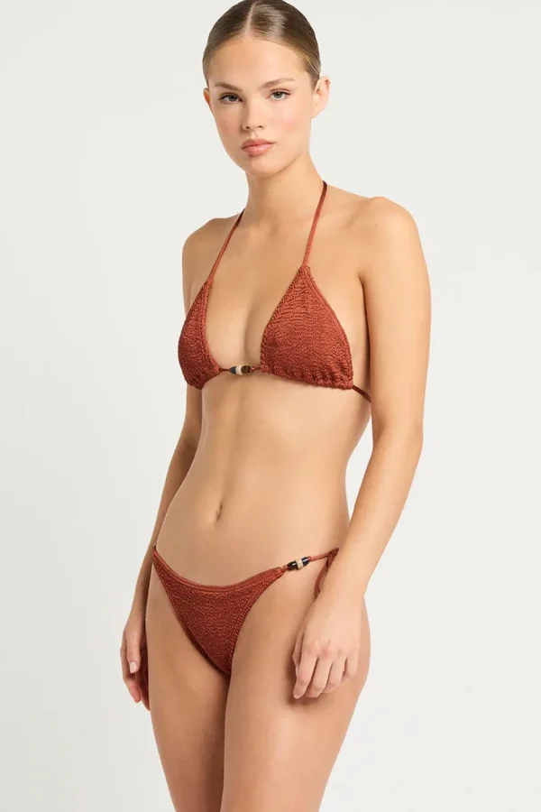Clearance Bronze Shimmer Beaded Ingrid Tri Top Triangle Top