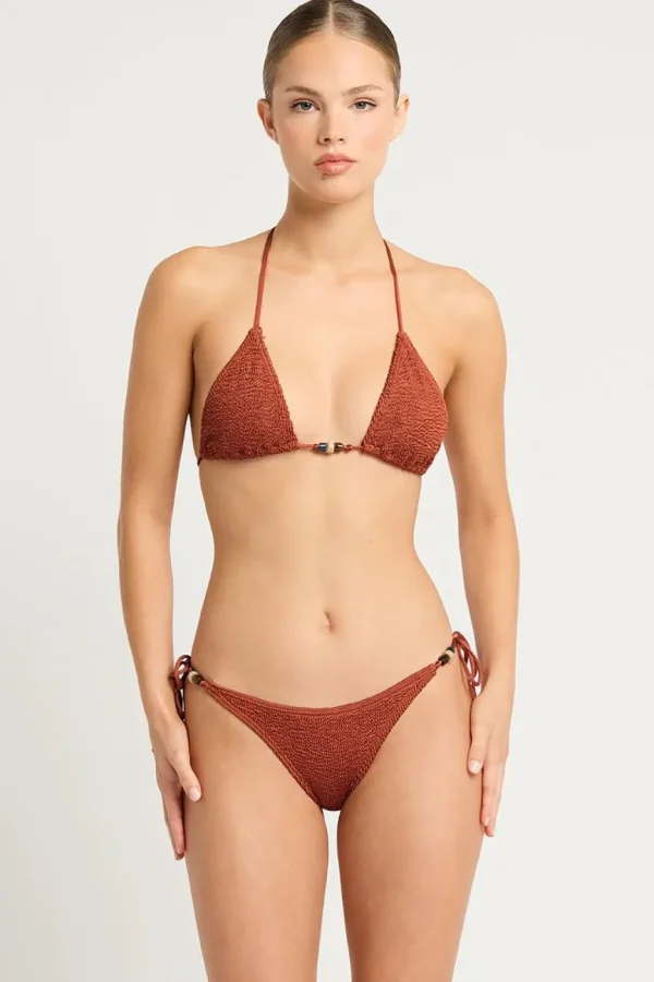 Clearance Bronze Shimmer Beaded Ingrid Tri Top Triangle Top