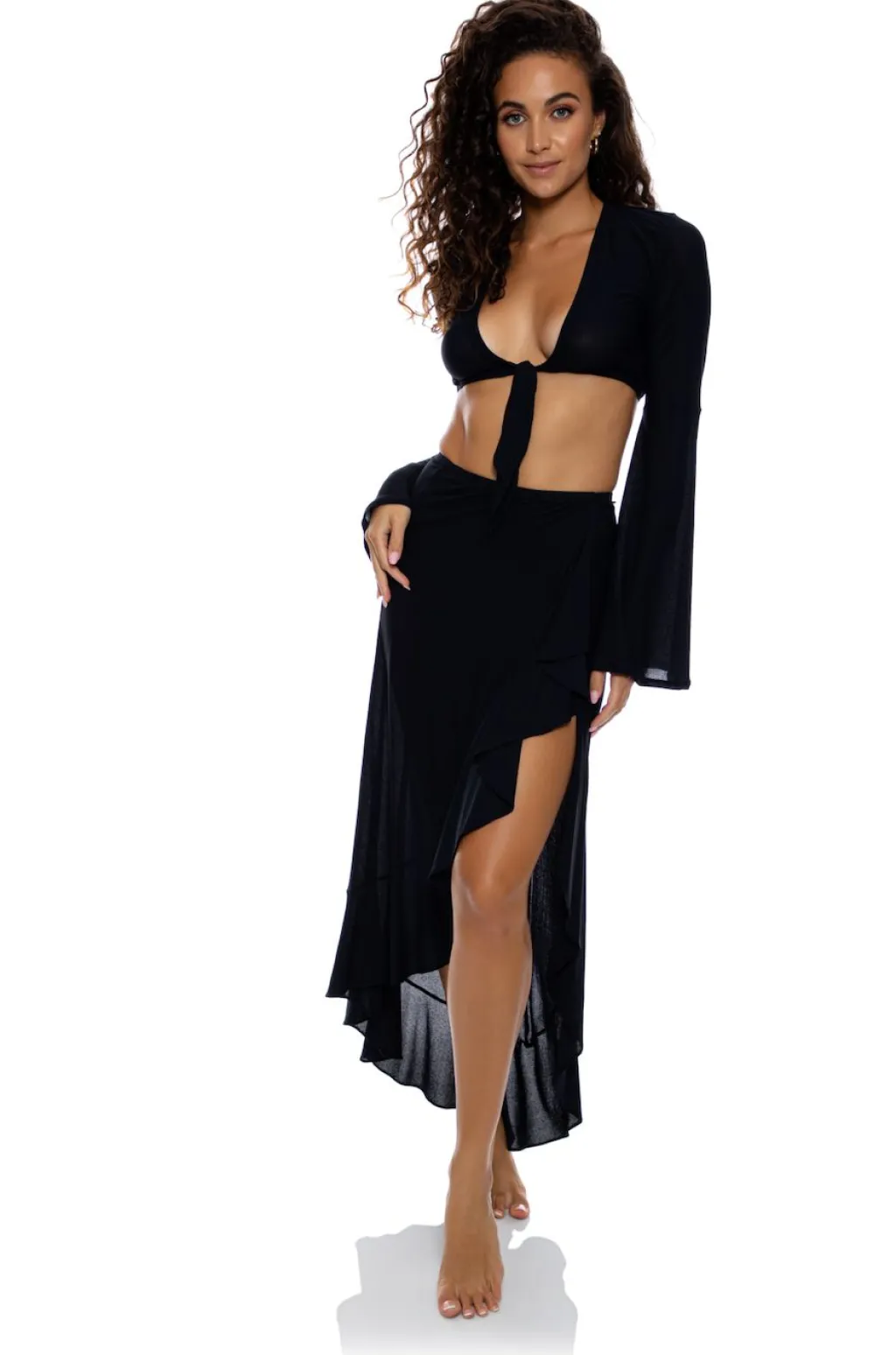 cosita_buena_ruffle_high__0.webp Hot Cosita Buena Ruffle High Lo Slit Skirt | Gone Bananas Beachwear | Swim Shorts, Pants And Skirts
