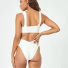 Sale Cream Eco Chic Repreve Bardot Bikini Bottom Minimal Coverage Bottom | High Waist Bottom