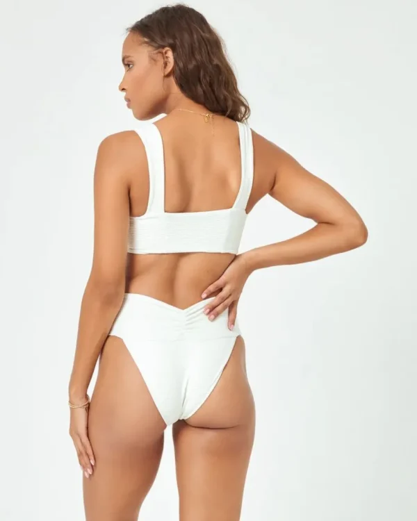 Sale Cream Eco Chic Repreve Bardot Bikini Bottom Minimal Coverage Bottom | High Waist Bottom