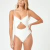 Clearance Cream Eco Chic Repreve Kyslee One Piece Swimsuit Standard Cut One Pieces
