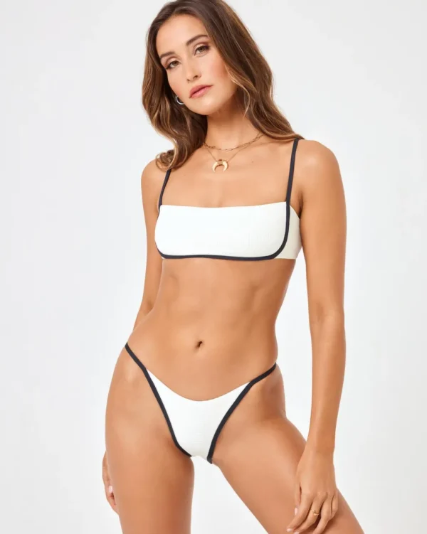 New Cream/Black Ribbed Hazel Bikini Top Bralette Top