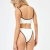 Outlet Cream/Black Ribbed Nora Bikini Bottom Minimal Coverage Bottom | High Waist Bottom