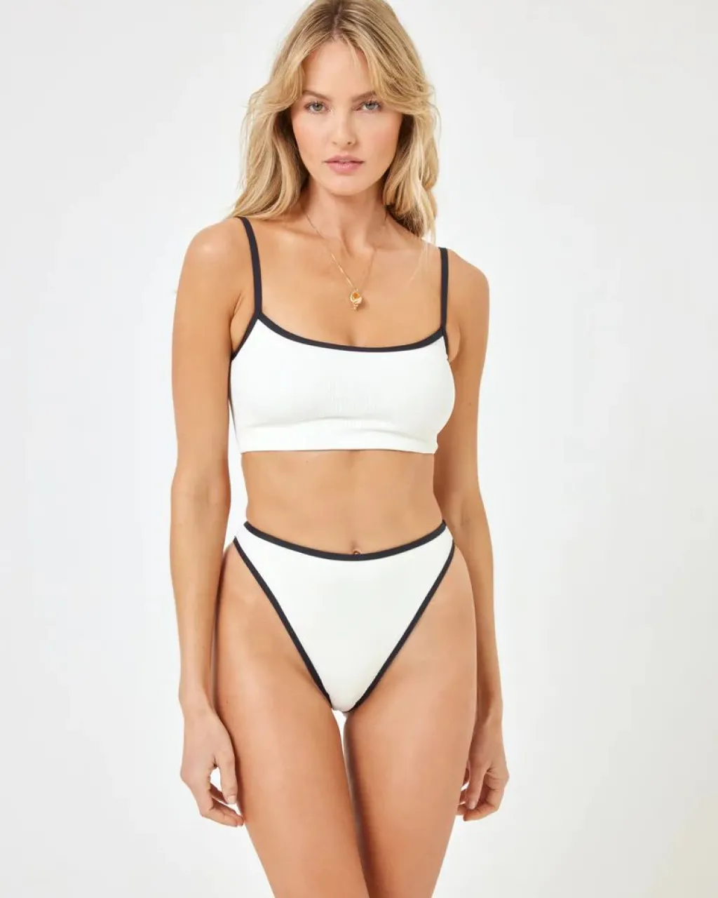 creamblack_ribbed_nora_bi_1.webp Outlet Cream/Black Ribbed Nora Bikini Bottom Minimal Coverage Bottom | High Waist Bottom