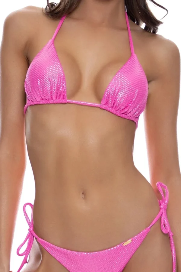 Discount Metallic Pink Luminous Seamless Triangle Top Triangle Top