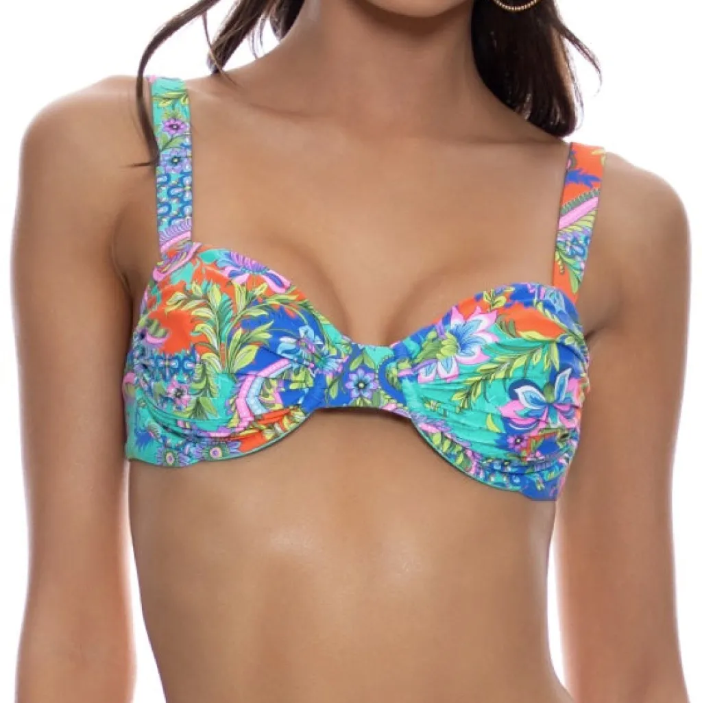 multicolor_in_the_groove__0-2.webp Clearance In the Groove Wide Strap Ruched Underwire Top Underwire Top