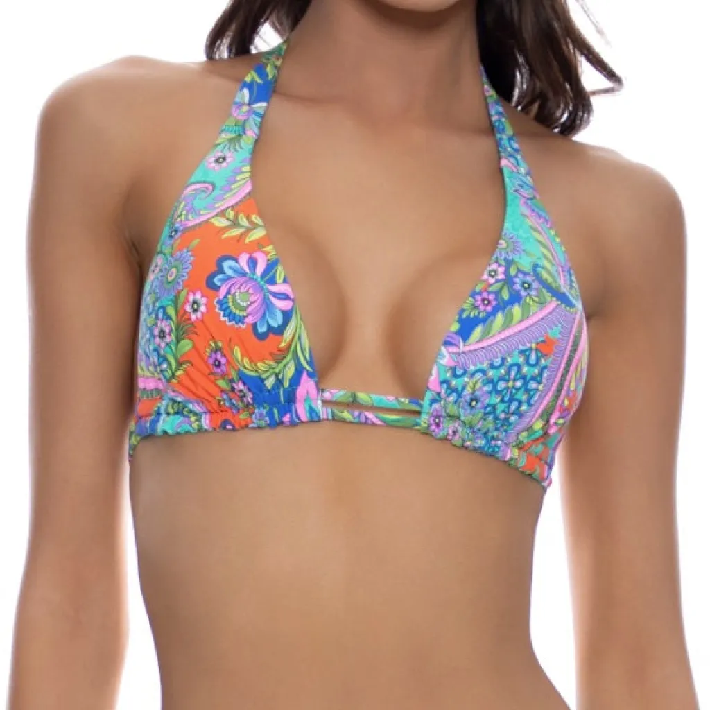 multicolor_in_the_groove__0.webp Clearance In the Groove Reversible Triangle Halter Halter Top | Cup Size Top