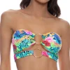 Fashion Multicolor Wild Blooms Double Loop Bandeau Crop Top Bandeau Top