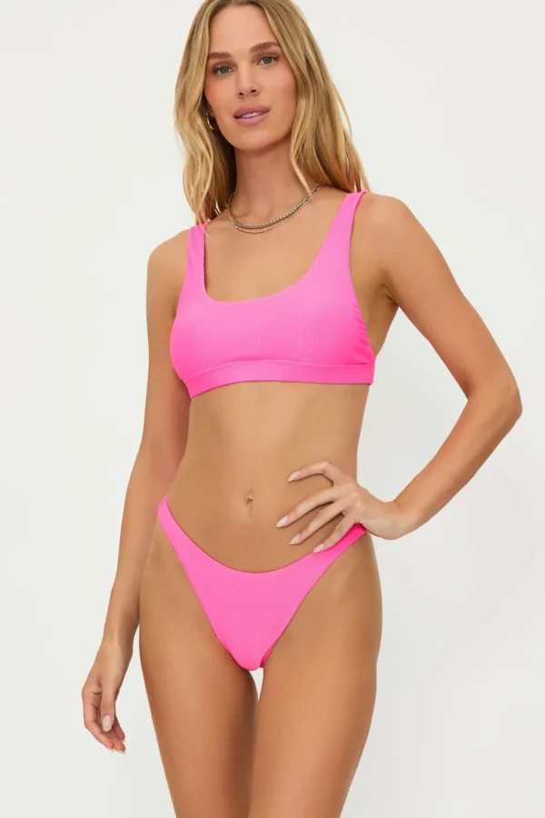 Outlet Neon Pink Kaylin Bottom Minimal Coverage Bottom | High Leg Bottom