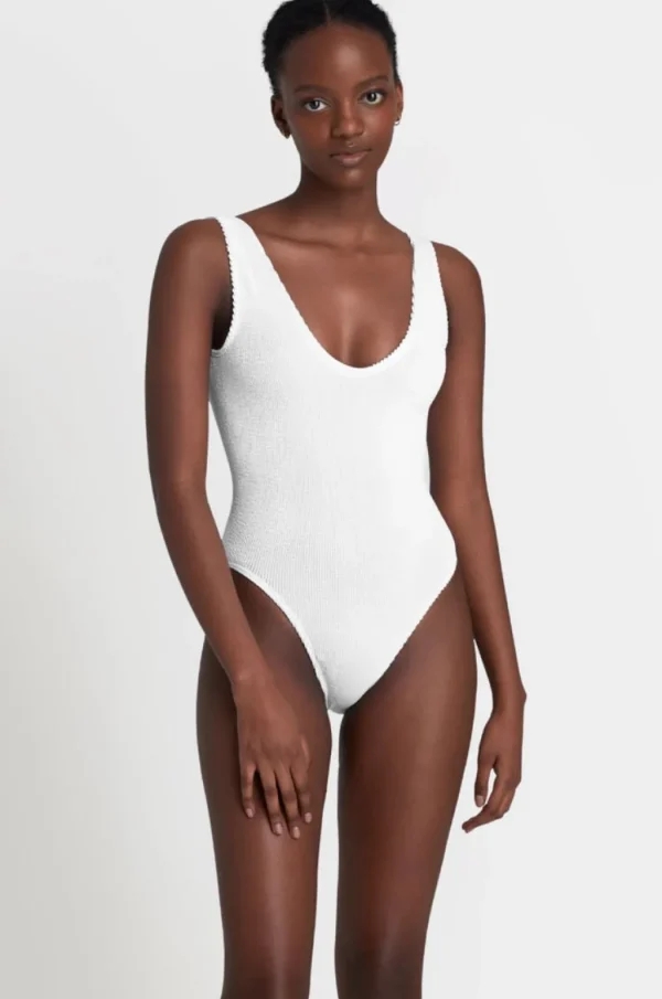 New Optic White The Mara One Piece | Gone Bananas Beachwear | San Diego High Leg One Pieces