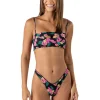 Fashion Pink Flower Slit Top Bandeau Top