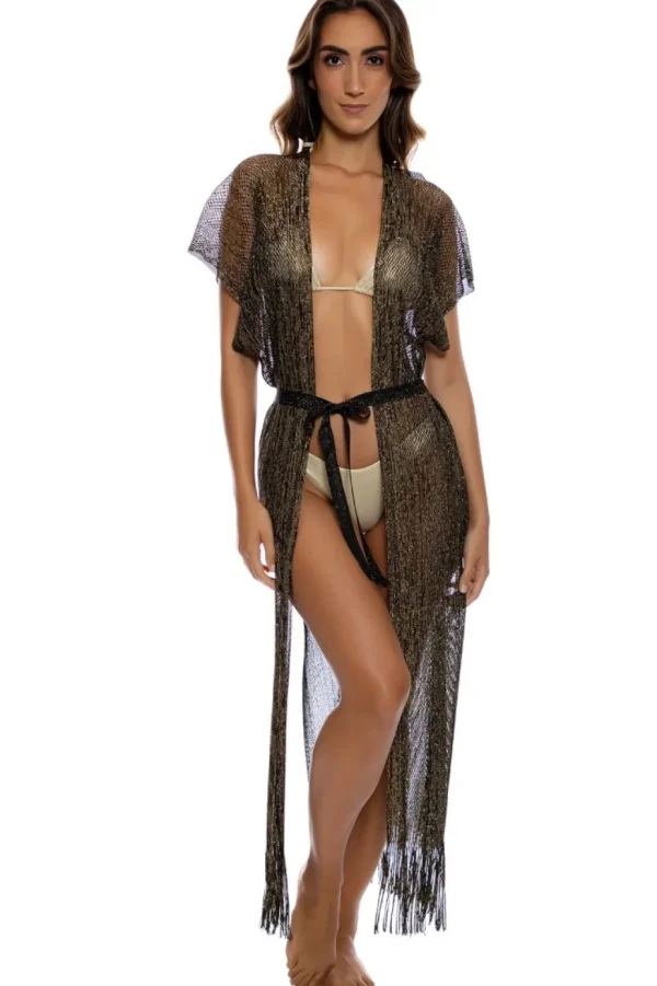 Discount Siren Dream Finge Long Caftan | Gone Bananas Beachwear | San Diego Cover Ups