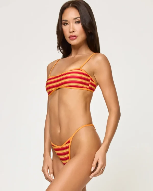 Online Sunset Stripe Pixie Bitsy Bottom Minimal Coverage Bottom | High Leg Bottom