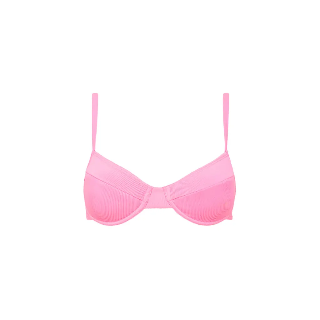 taffy_pink_ribbed_ditzy_u_3.webp New Taffy Ribbed Ditzy Underwire Bra Bikini Top Underwire Top