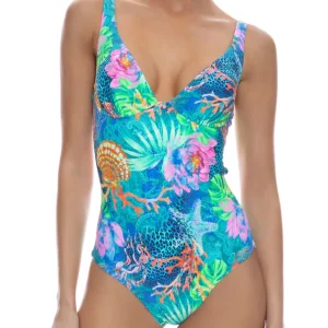 Clearance Tropical Siren Underwire Plunge One Piece Standard Cut One Pieces