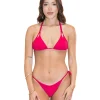 Fashion Ribbed Cut Out Tri Top Triangle Top