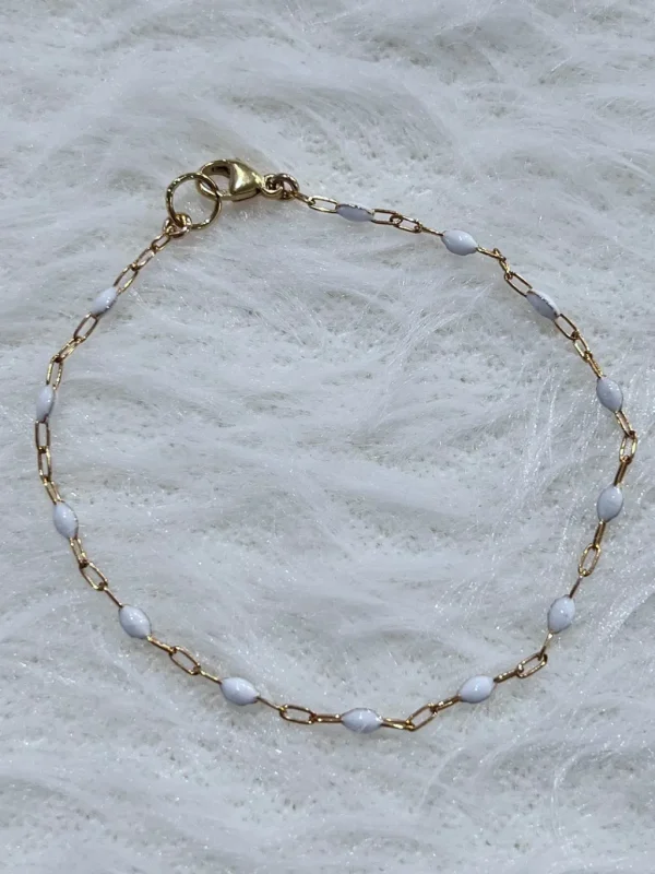 Online White Enamel Chain Bracelet Jewelry
